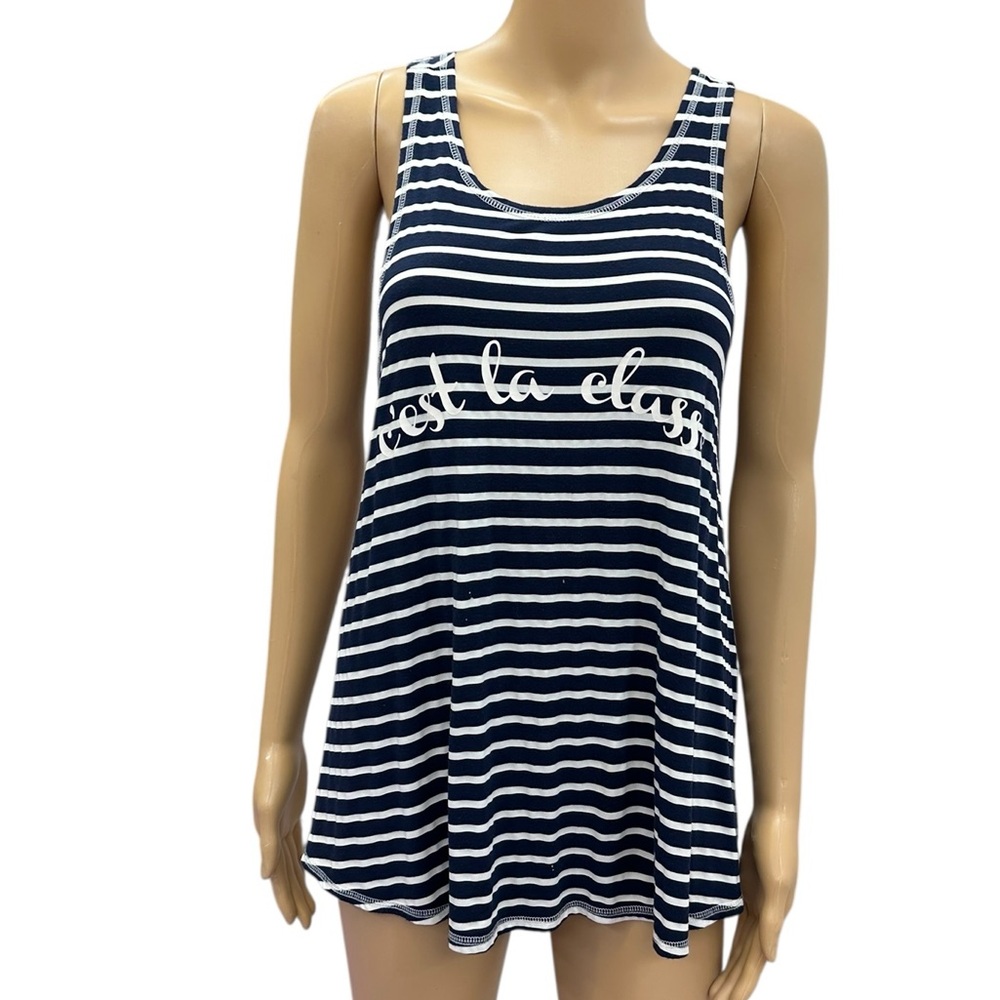 William Rast by Justin Timberlake Navy White Striped Racerback Tank Top Womens M